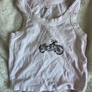 Kids Motorcycle Graphic Tank Top - White